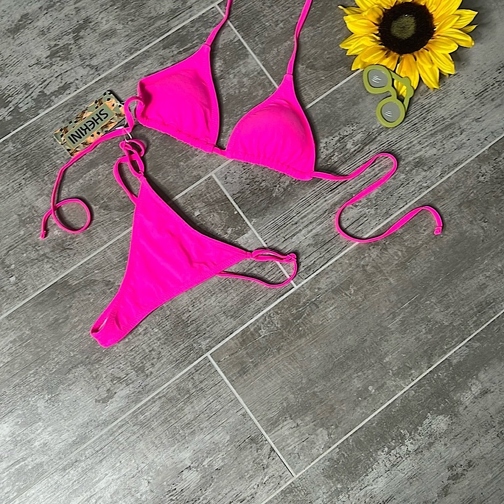 Shekini Vibrant Pink and White Bikini